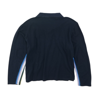 Navy Solid Long Sleeve Polo