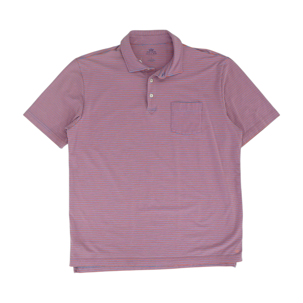 Blue Striped Short Sleeve Polo