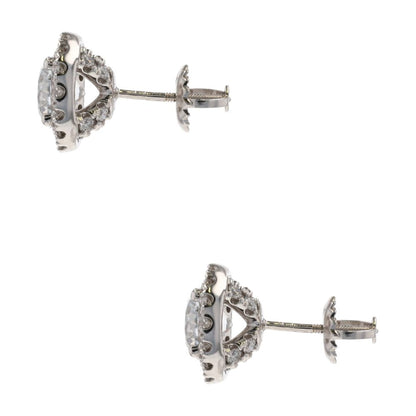 2 Ct 10K White Gold Lab Grown Diamond Round Halo Cluster Stud Earrings