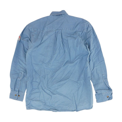 Blue Solid Long Sleeve Button Down