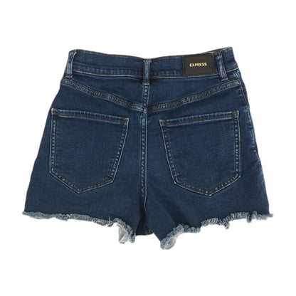Blue Solid Denim Shorts