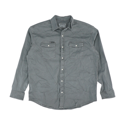 Gray Solid Long Sleeve Button Down