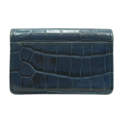 Navy Croc Embossed Card Case