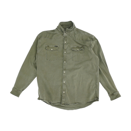 Green Solid Flannel Button Down