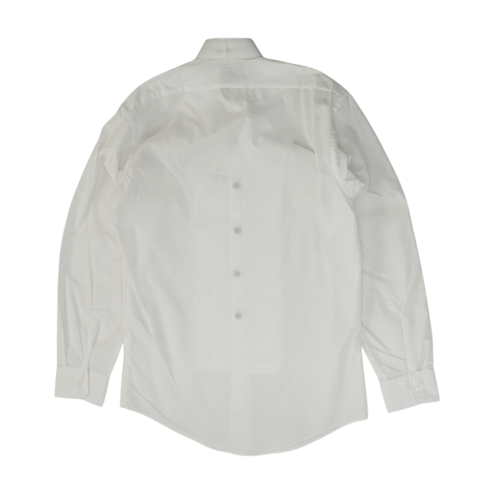 White Solid Tuxedo Button Down