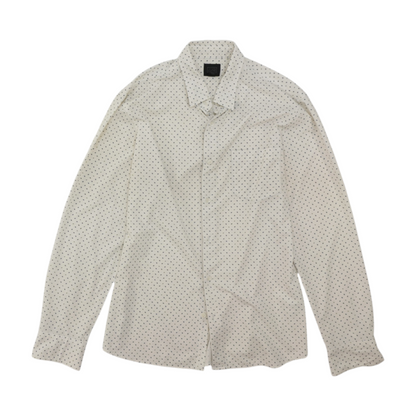 White Print Long Sleeve Button Down