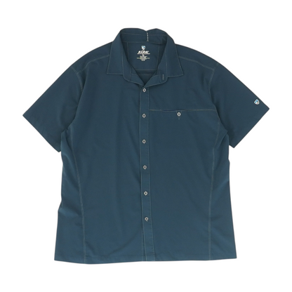 Navy Solid Short Sleeve Button Down