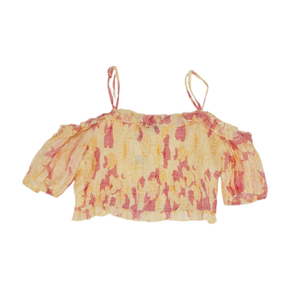 Yellow Floral Cropped Blouse