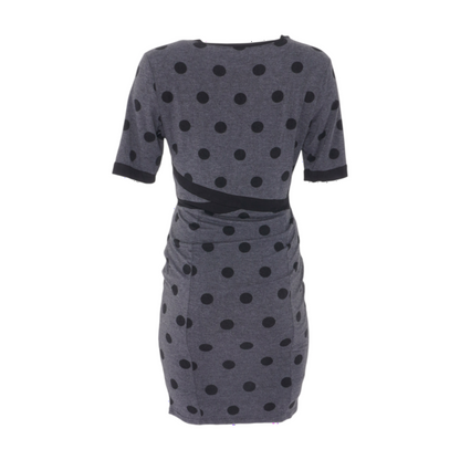 Gray Maternity Polka Dot Midi Dress