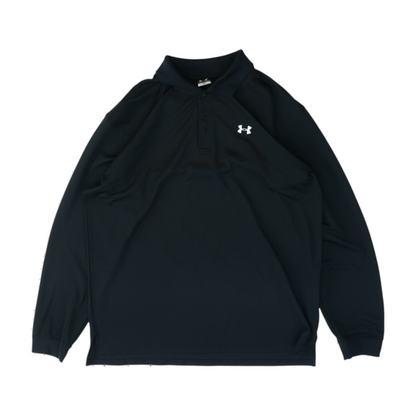 Black Solid Long Sleeve Polo