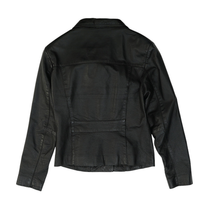Black Solid Leather Jacket