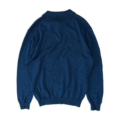 Blue Solid Pullover Sweater