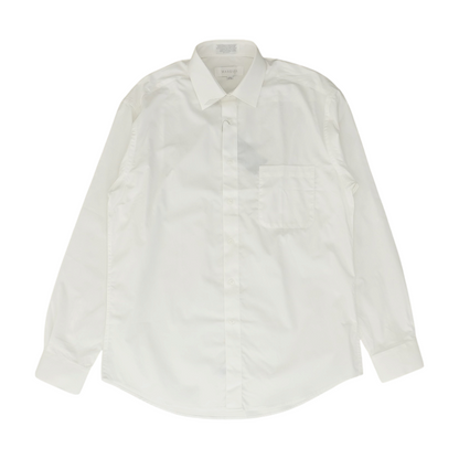 White Solid Long Sleeve Button Down