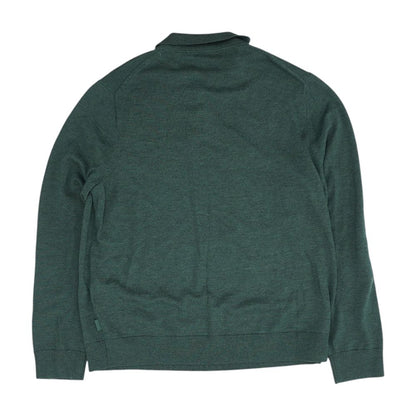 Green Solid Long Sleeve Polo