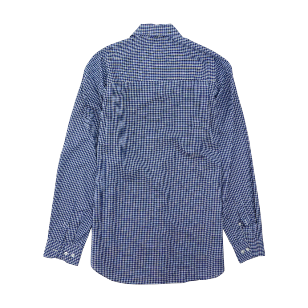 Navy Plaid Long Sleeve Button Down