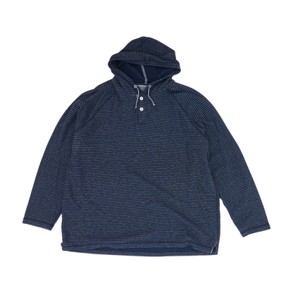 Navy Big & Tall Striped Hoodie Pullover