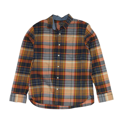 Orange Plaid Long Sleeve Button Down