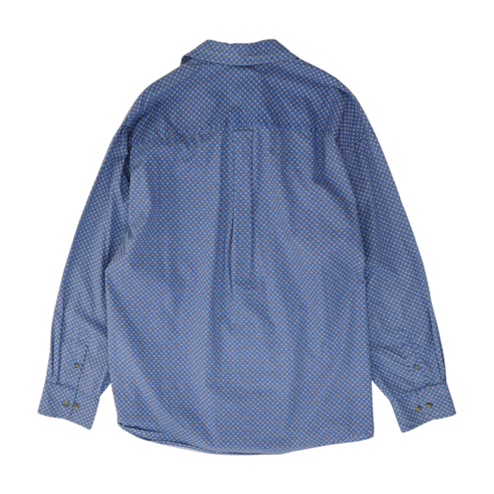 Blue Abstract Long Sleeve Button Down