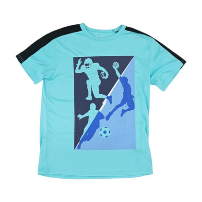 Blue Color Block Crewneck T-Shirt