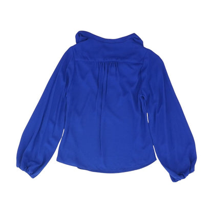 Navy Solid Long Sleeve Blouse