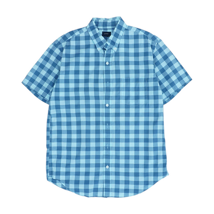 Blue Check Short Sleeve Button Down