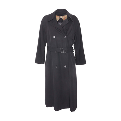 Vintage Black Belted Double-Breasted Trench Coat