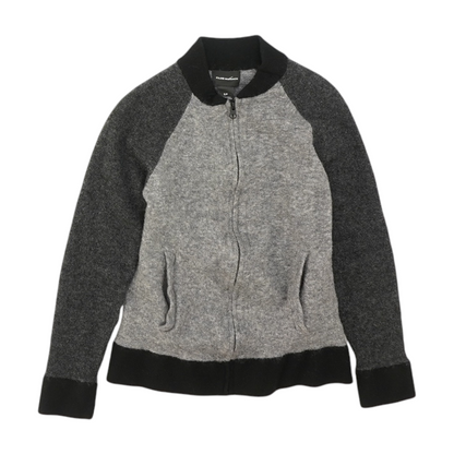 Gray Petite Color Block Cardigan Sweater