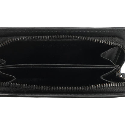 Black Intrecciato Leather Zippered Coin Purse