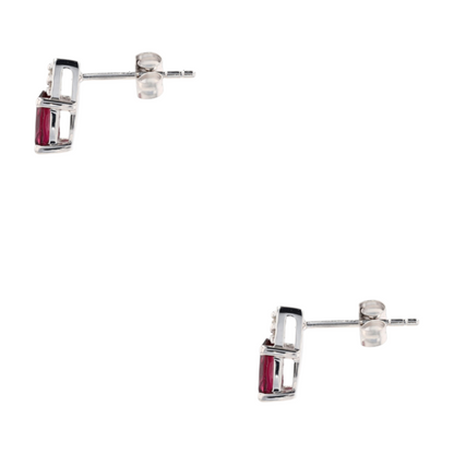 1/2 ctw 10K White Gold Garnet Stud Earrings
