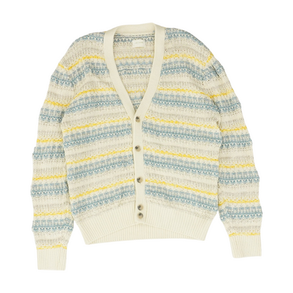 Ivory Striped Cardigan Sweater