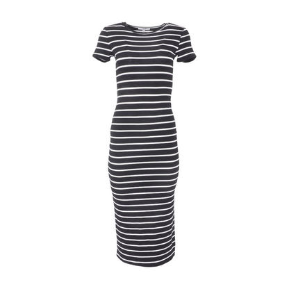Black Striped Midi Dress