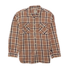 Beige Plaid Flannel Button Down
