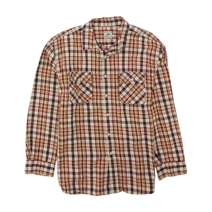 Beige Plaid Flannel Button Down