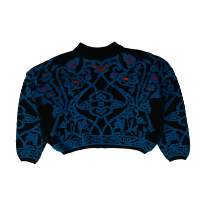 Black Floral Pullover Sweater