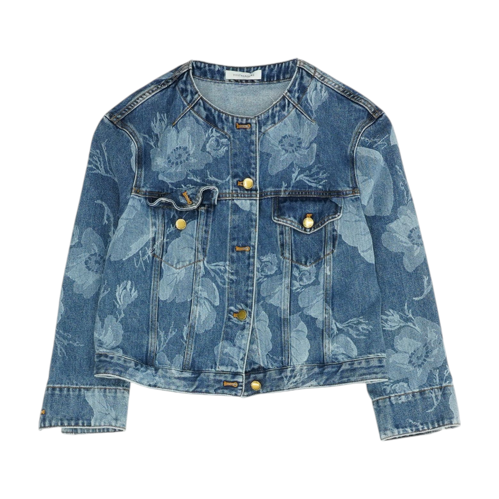 Blue Floral Denim Jacket