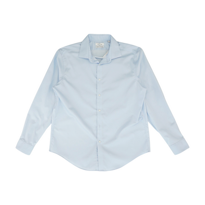 Blue Solid Long Sleeve Button Down