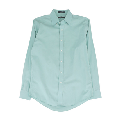 Green Solid Long Sleeve Button Down