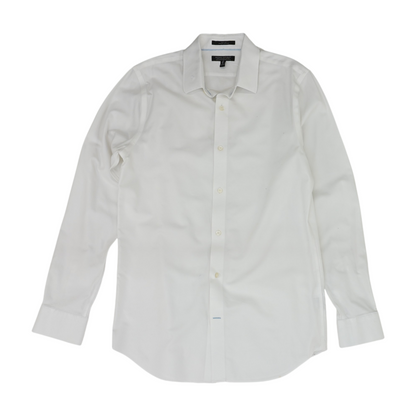 White Tall Solid Long Sleeve Button Down