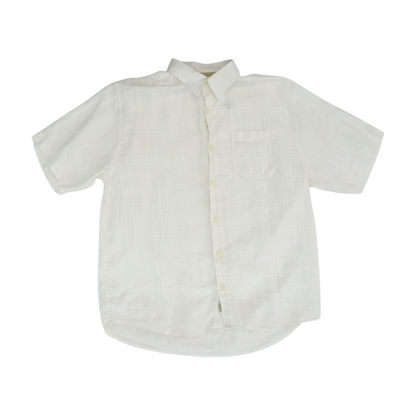 Cream Solid Short Sleeve Button Down