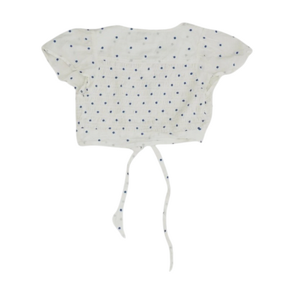 Blue Polka Dot Cropped Blouse