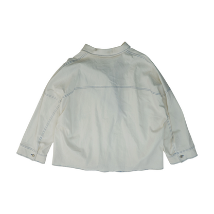 White Solid Denim Jacket