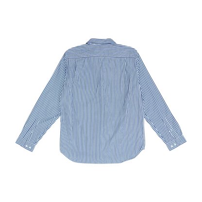Navy Striped Long Sleeve Button Down