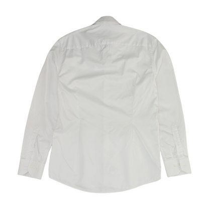 White Solid Long Sleeve Button Down