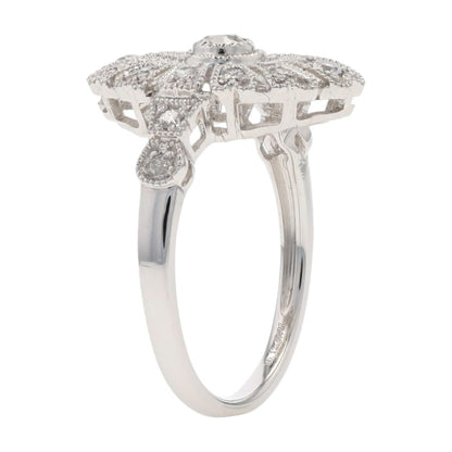 1/3 Ct 14K White Gold Diamond Modern Deco Style Engagement Ring