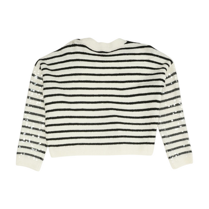 White Striped Pullover Sweater