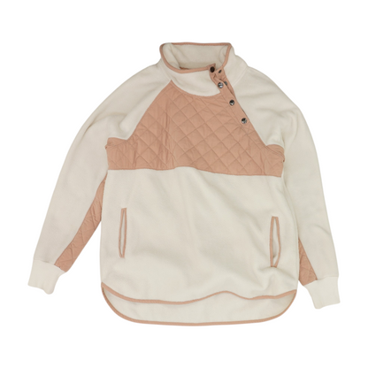 Beige Color Block 1/4 Zip Pullover