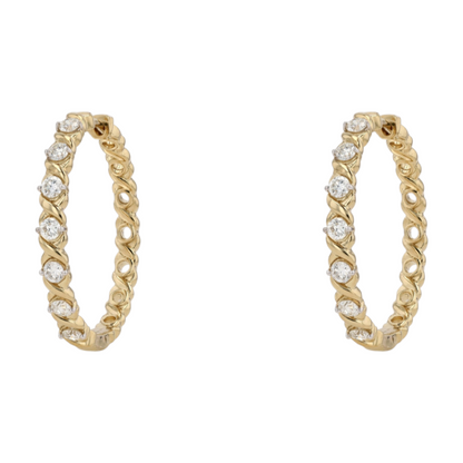 1 ctw Sterling Silver Lab Grown Diamond Hoop Earrings