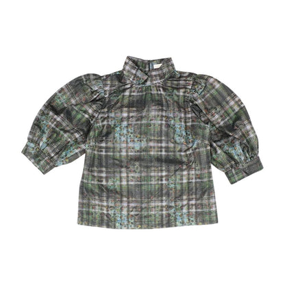 Green Striped 3/4 Sleeve Blouse