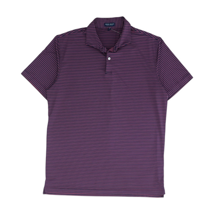 Navy Striped Short Sleeve Polo