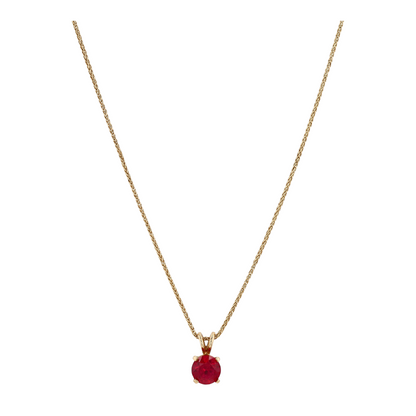 14K Yellow Gold Synthetic Ruby Pendant Necklace